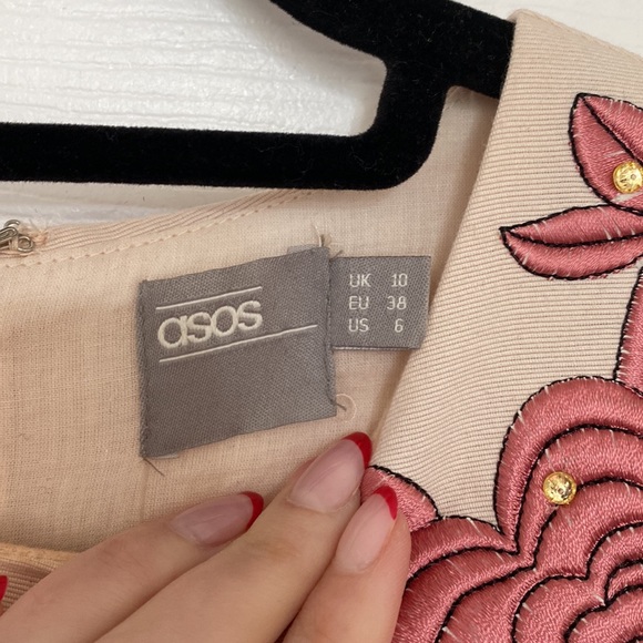 ASOS. Size 6. Dress. Pink embroidered dress. - Picture 3 of 3